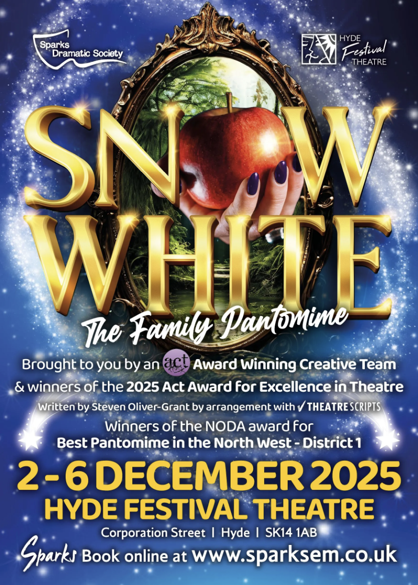 Promotional poster for "Snow White" at Hyde Festival Theatre, December 2025.